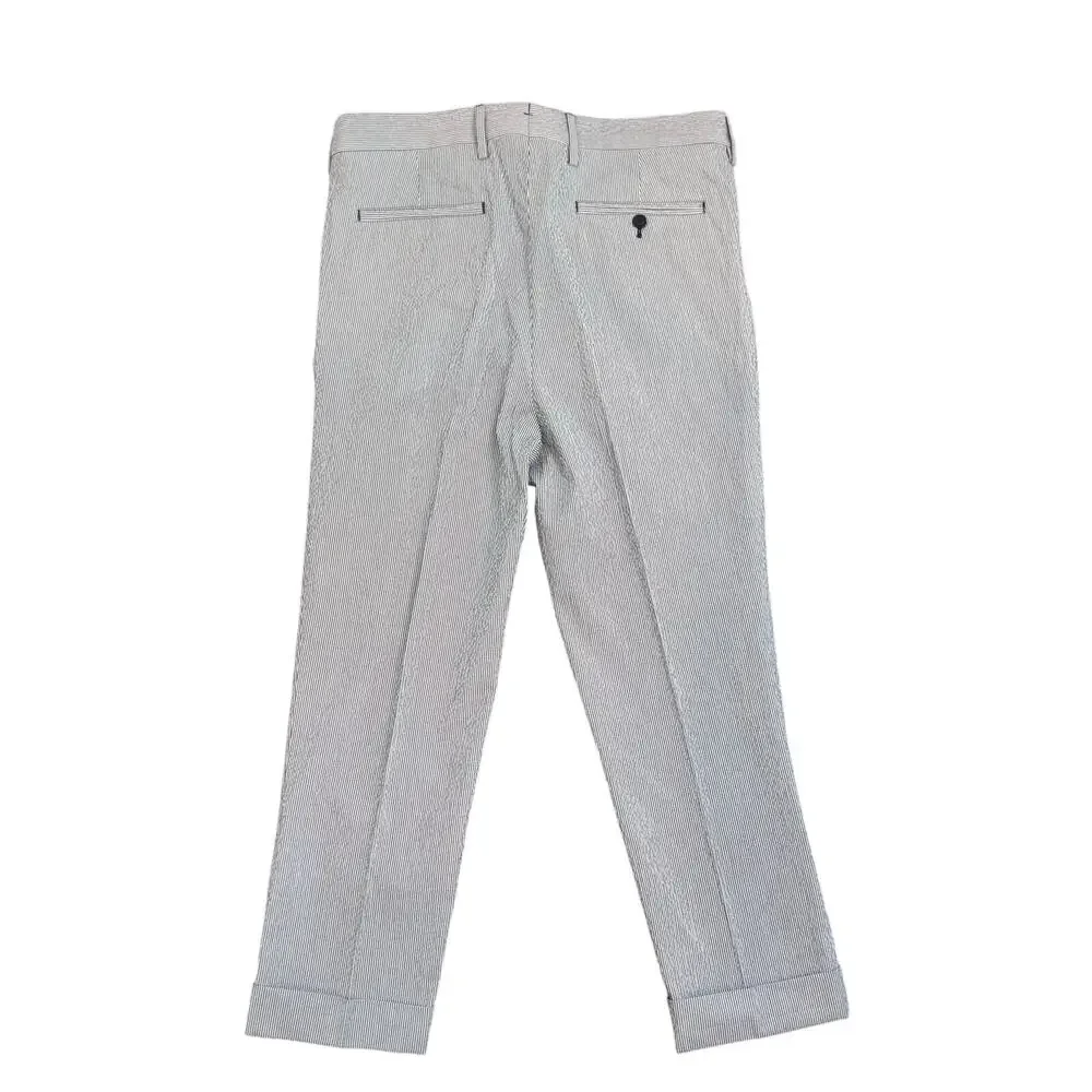 TODD SNYDER Mens 33 Gray Pinstripe‎ Seersucker Cuffed Crop Pants Kentucky Derby